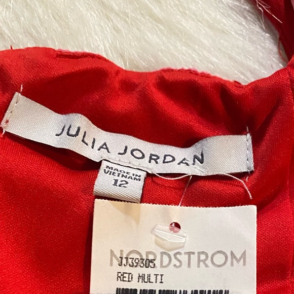 Julia Jordan Red Floral V-Neck Long Sleeve Twisted Front Mini Dress Size 12 - Picture 5 of 8